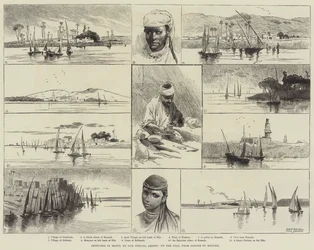 Skizzen in Ägypten, den Nil hinauf, von Girgeh nach Kenneh